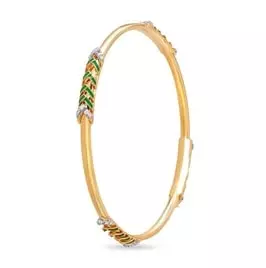 Gold Chevron Enamel Diamond Bangle