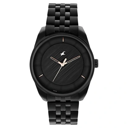 Black Dial Stainless Steel Strap Watch